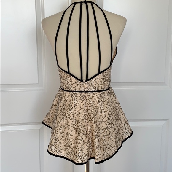 Lace Peplum Tank w/ Open Back - Picture 1 of 6